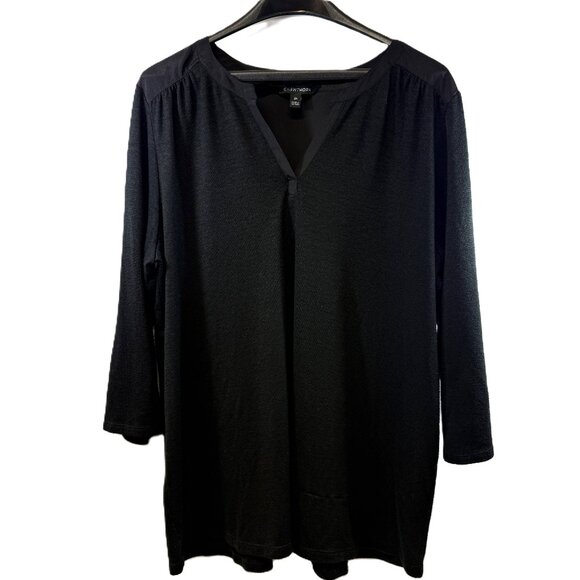 Hawthorn Black Long Sleeve Split Neck Tunic Top Size 1X - Picture 1 of 7